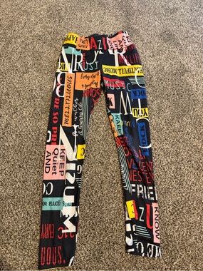SHEIN Black Multicolor Graphic Print Girls' Leggings